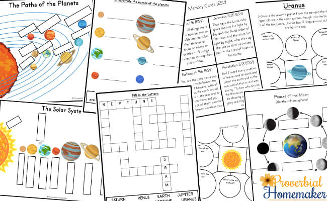 Teach your kids about the wonders of creation with this Space Unit printable pack and a roundup of space activities to go with it! #homeschool #preschool #kindergarten #printable 