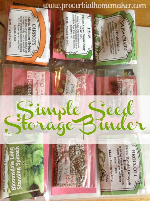 Simple Seed Storage Binder www.proverbialhomemaler.com  LEarn how to set up your own seed storage binder with a few simple supplies!  