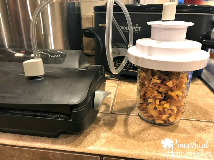 Food saver jar sealer for dehydrated apples - Have a bunch of apples? Find 7 ways to use up apples with tips and recipes, including my favorite apple pie filling recipe that can be used as ice cream topping or syrup, too!