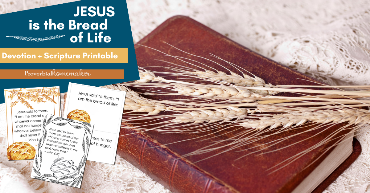 Jesus is the Bread of Life - learn about what that means and download a free Bread of Life Scripture printable with coloring pages, Scripture posters, and memory verse cards in ESV and KJV.