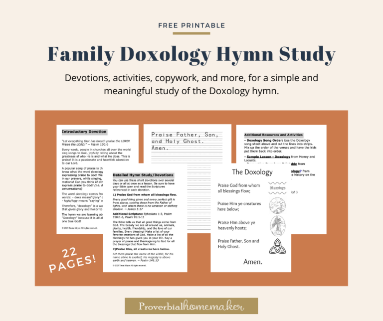 Download a FREE Family Doxology Hymn Study for a great addition to your family devotions!
