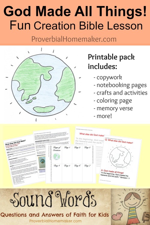 Printable pack teaching that God created it all!