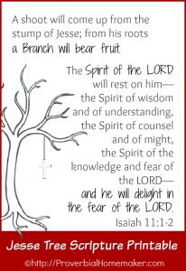 FREE Jesse Tree scripture printable of Isaiah 11:1-2.