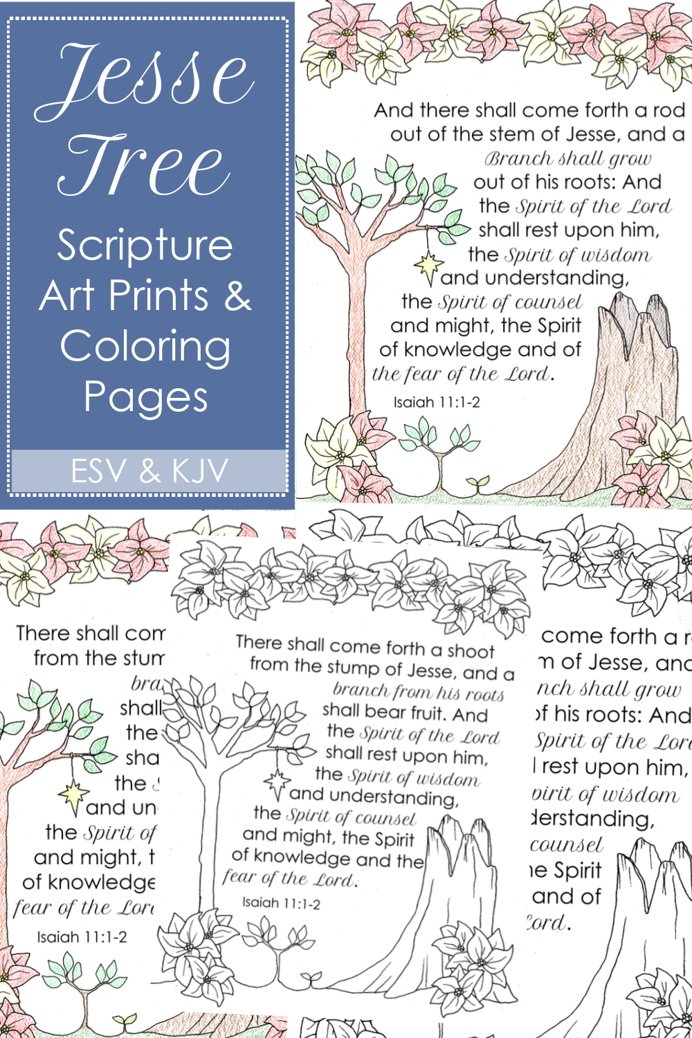 The Jesse Tree is a Christmas activity that families use to walk through the story of Jesus from creation to incarnation. Begin the Jesse Tree tradition in your home during Advent this year and use this beautiful custom-illustrated Jesse Tree Scripture art print and coloring page to start!