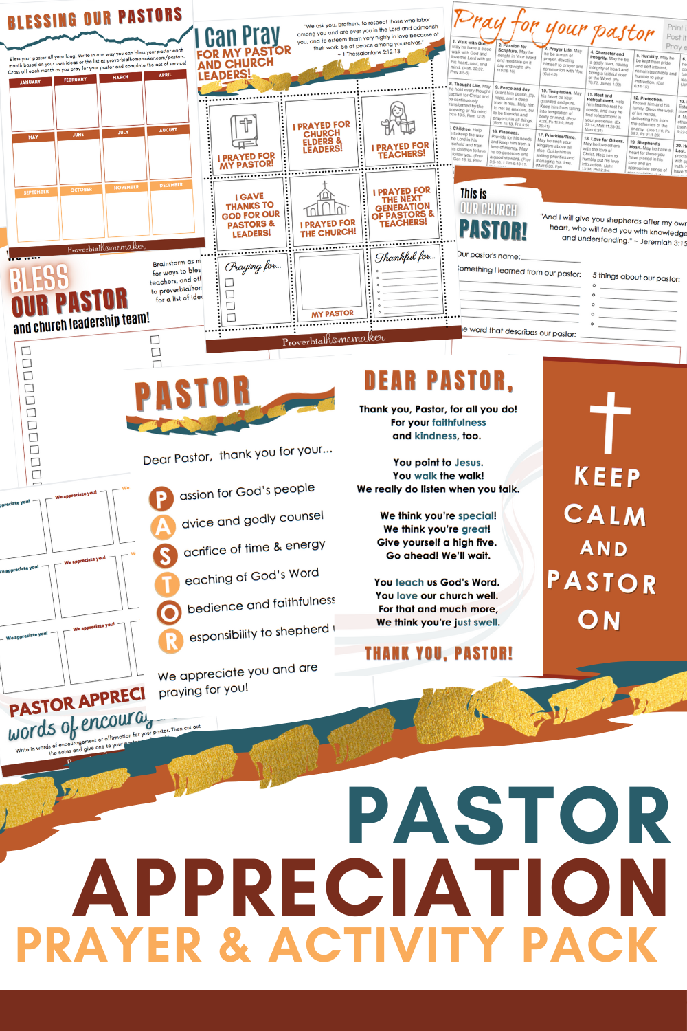 Pray for your pastor and find great ways to bless him with this Pastor Appreciation Printable Pack! Includes pastor appreciation cards with poems, prayer calendars, an "about my pastor" page, and more!