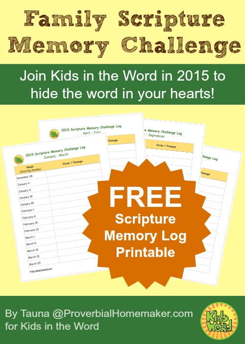 Family Scripture Memory Challenge - Free printable scripture memory log to get started in the challenge and learn scripture together. | ProverbialHomemaker.com