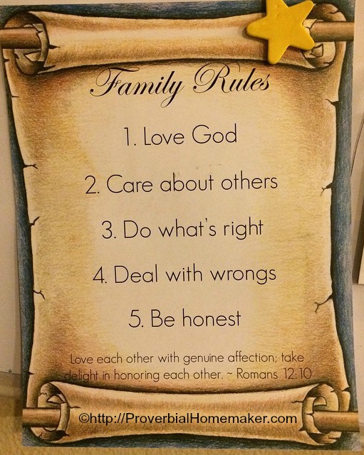 Family rules inspired by the book Motivate Your Child