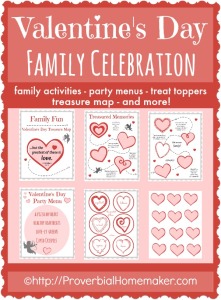 Valentine's Day Family Celebration printables - activity treasure map, fun menus, and treat toppers for a fun family day!