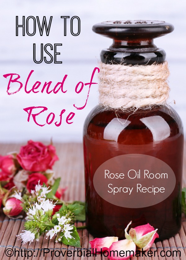 Recipe for blend of rose essential oil room spray