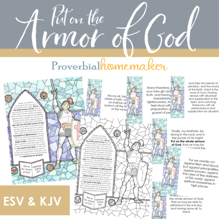 Download this beautifully illustrated armor of God printable pack! Great resource to teach the Scriptures and the armor of God for kids.