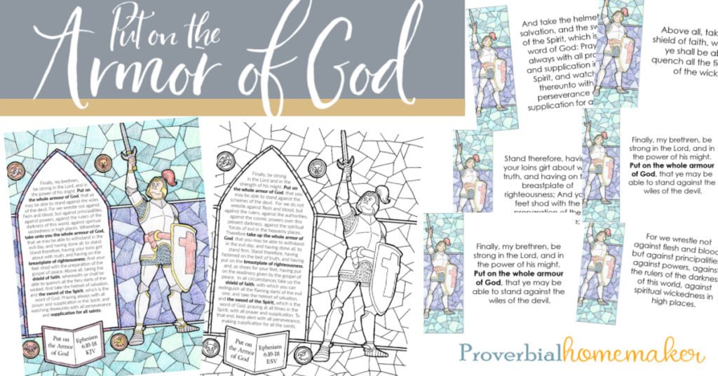 Download this beautifully illustrated armor of God printable pack! Great resource to teach the Scriptures and the armor of God for kids.