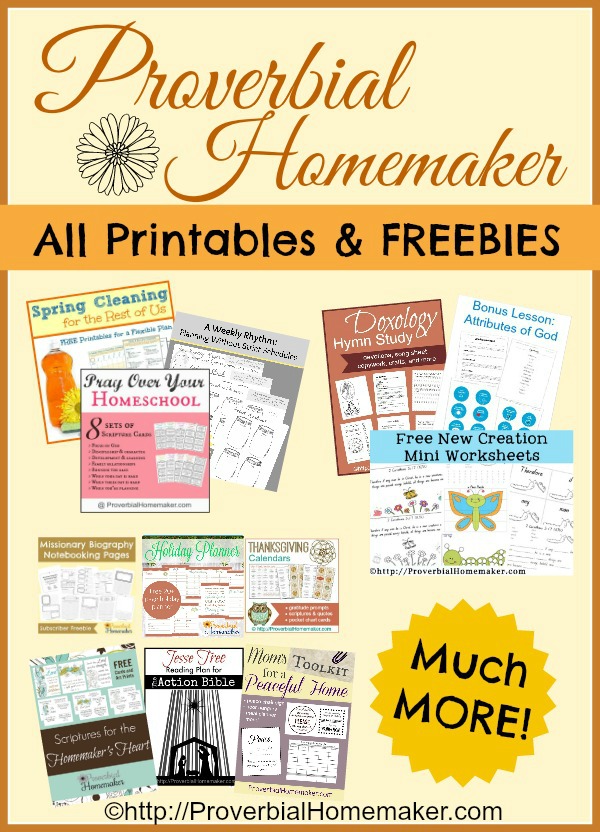 All Printables and Freebies at Proverbial Homemaker