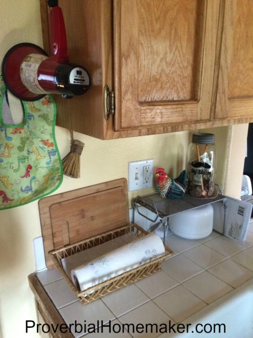 A megaphone hanging in the kitchen to help call the kids  in from outside