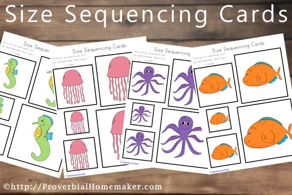 Ocean Animal Printables Size Sequencing Cards
