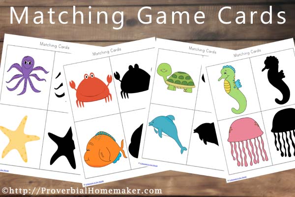 Ocean Animals Printables Matching Game Cards