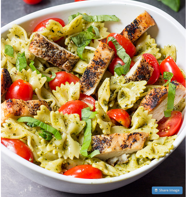 pesto pasta with grilled chicken