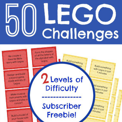 50 Lego Challenges - Printable challenge cards with two difficulty levels, FREE for subscribers!