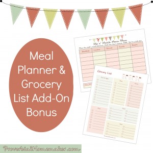 Receive this fantastic add-on bonus for enrolling in the Homemaking System ecourse - A flexible mix and match meal planner and easy to use grocery list template!