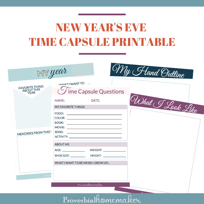 Download this fun New Year time capsule questions printable for a fun and family friendly New Year's Eve tradition!