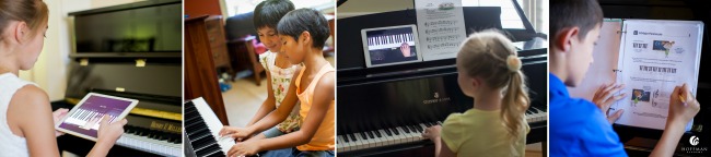 Children learning piano through the comprehensive lessons with Hoffman Academy online. A fun and affordable option for families!