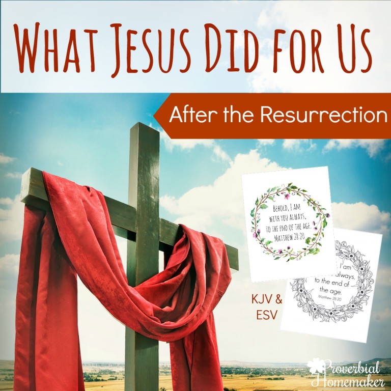 Love these thoughts on what Jesus did for us after the resurrection,. Especially the beautiful coloring page and scripture print!
