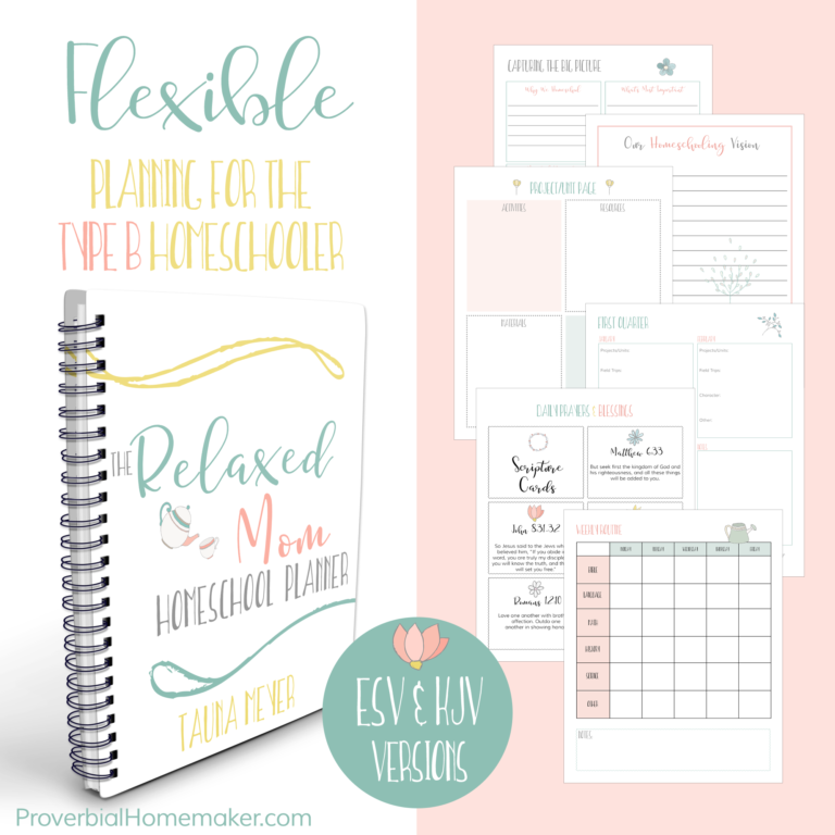 The Relaxed Mom Homeschool Planner & eCourse helps you set up a flexible system that works for you!