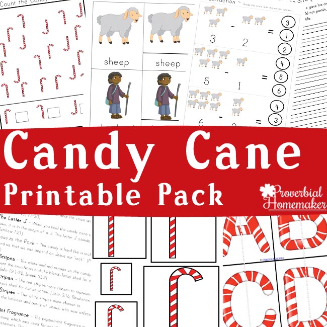 Download the Candy Cane Printable Pack (78 pages) for a fun way to learn about Jesus, the legend of the candy cane, and enjoy some Christmas learning!