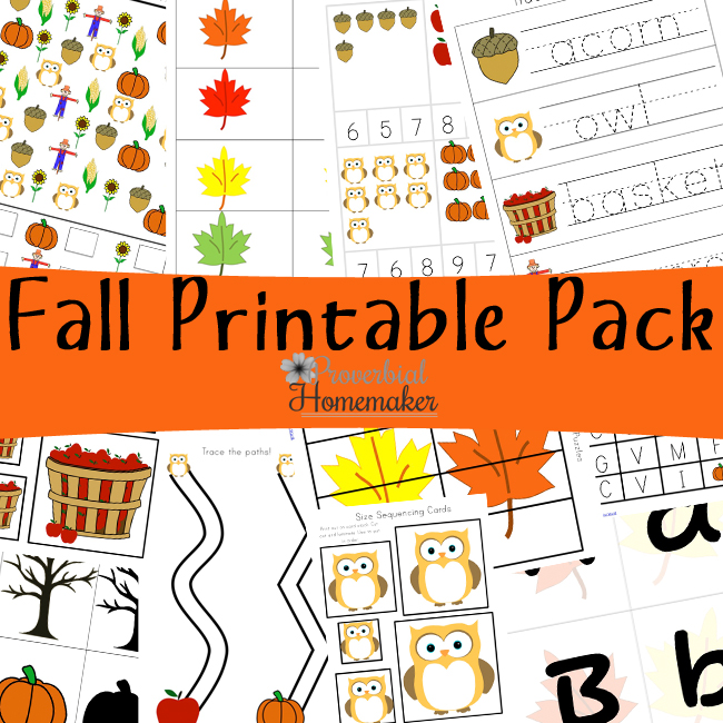 Get the Fall Printable Pack for a fun way to study the season with your kids! 80+ pages for children ages 2 - 9 - games, vocabulary, and more!