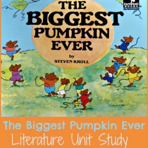 Enjoy fall learning with The Biggest Pumpkin Ever unit study! Math, science, language arts, and more!