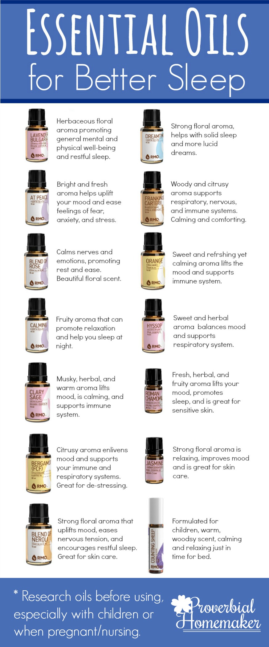 Restless nights? Insomnia? Trouble relaxing? Here are 14 essential oils for better sleep using Rocky Mountain Oils