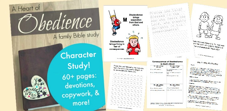 Teach children obedience with this 60+ page family Bible study!