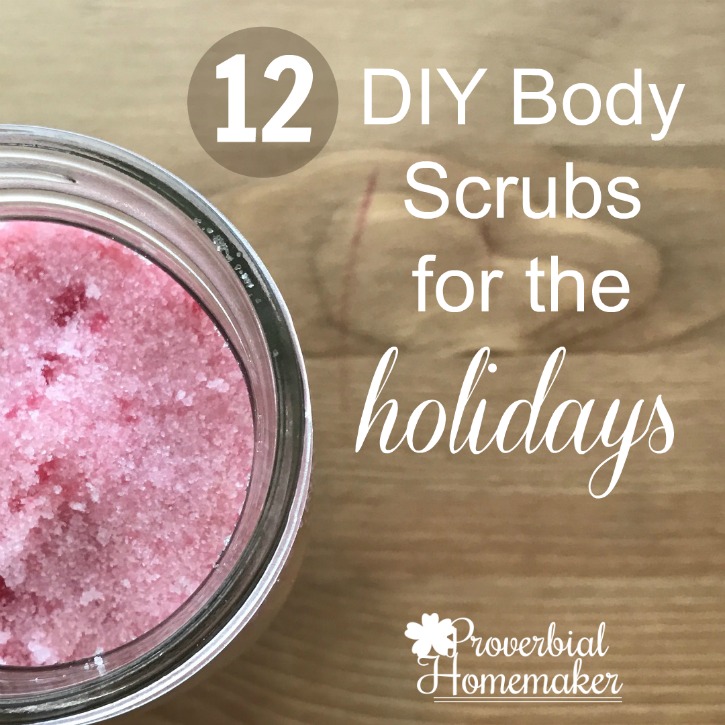 12 DIY holiday body scrubs! Easy recipes for sugar scrubs, salt scrubs, and coffee scrubs... even some the guys will enjoy!