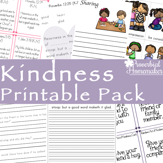 Teach kids kindness with this kindness printable pack! Includes scripture cards, random acts of kindness, learning activities, and more!