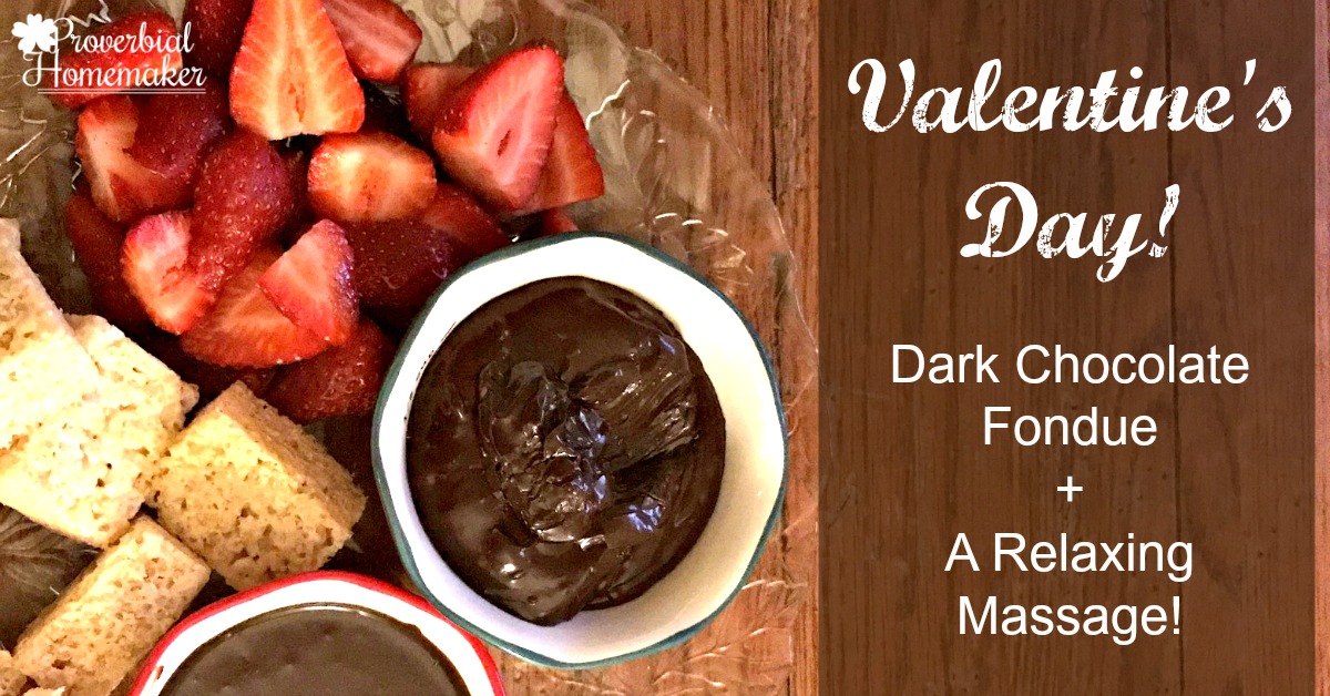 A memorable Valentine's Day with so little effort! Perfect EASY 2-ingredient Irish Cream chocolate fondue and a massage instruction course I NEED!
