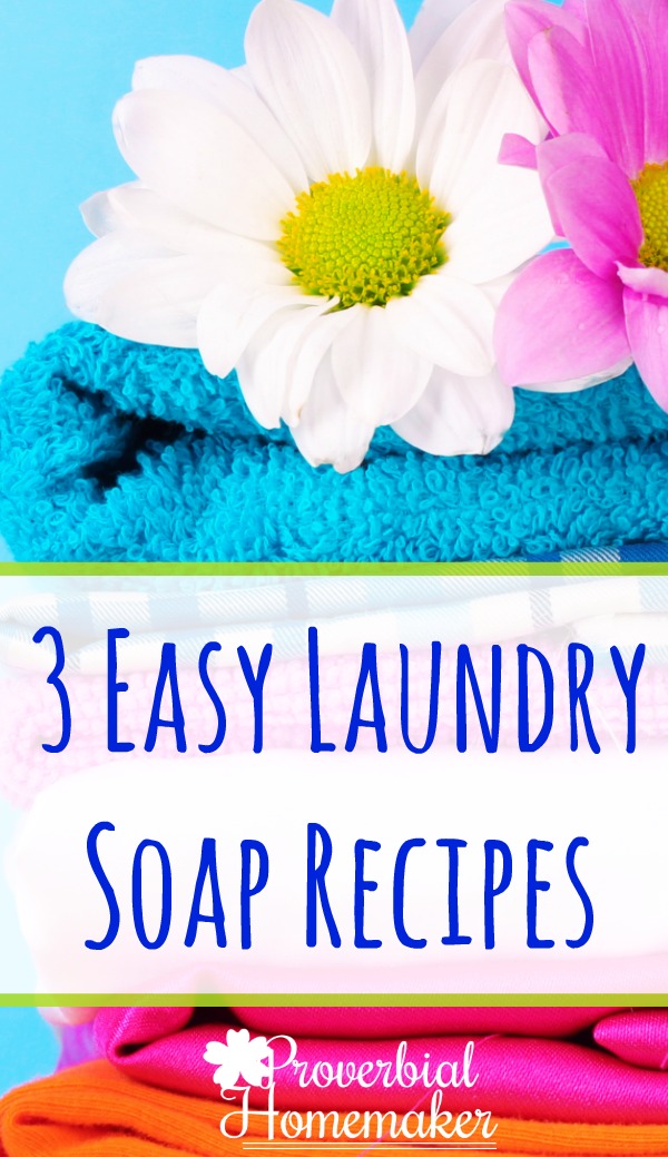 Easy Laundry Soap Recipes - a general one that's a great frugal choice, a borax-free version, and one for cloth diapering! 