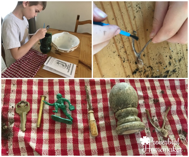 Homeschool in the Woods colonial times archaeological dig