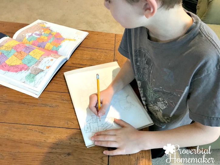 Tracing united states map for map work with an atlas - Teaching United States Geography to Kids