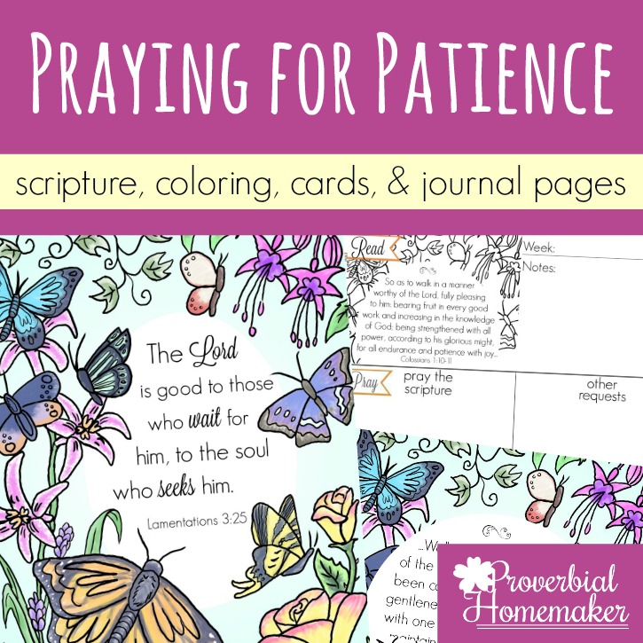 Pray for patience for yourself, your spouse, and your kids! Every home could use more patience and trust in God for the things we need. These beautiful scripture art prints, cards, and journal pages will help you pray diligently!