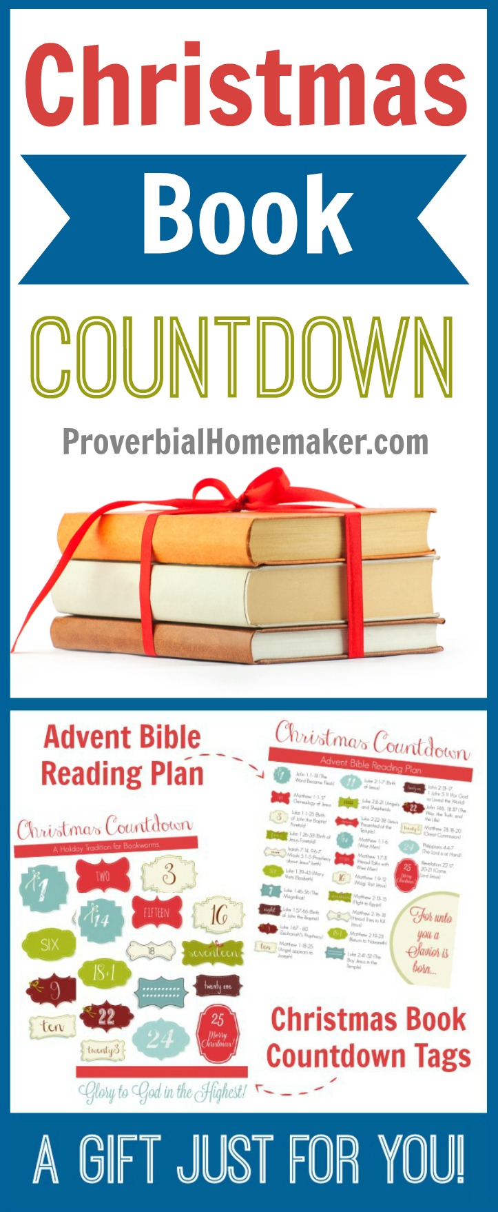 Enjoy this Christ-centered Christmas book countdown that includes a Bible reading plan! 