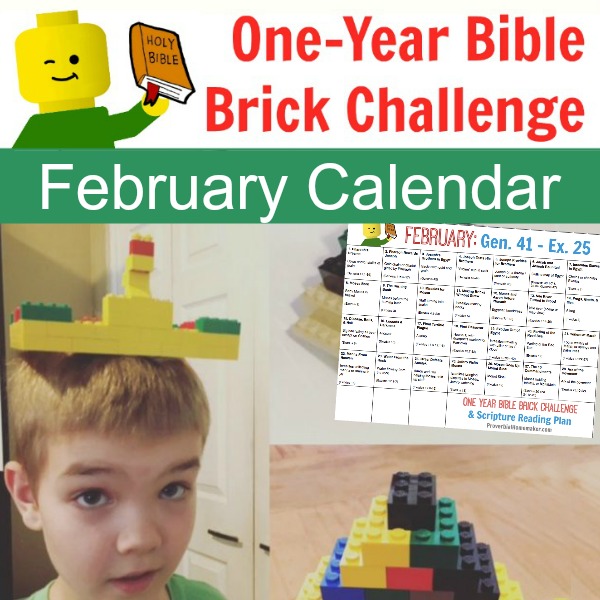 The February calendar for the One-Year Bible Brick Challenge takes us into Genesis and Exodus with the Israelites in Egypt! It includes a simple reading plan and a daily Lego build project throughout the month.