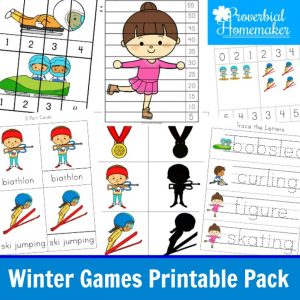 Learn about the Winter Games with this fun printable pack! Great for kids 2-9 years old and covering the 2018 Winter Games.