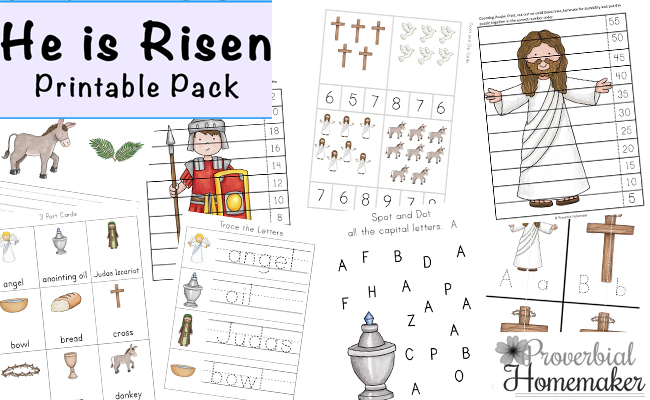 Teach your children the true meaning of Easter this year with this 100-page He Is Risen Resurrection Sunday Printable Pack.