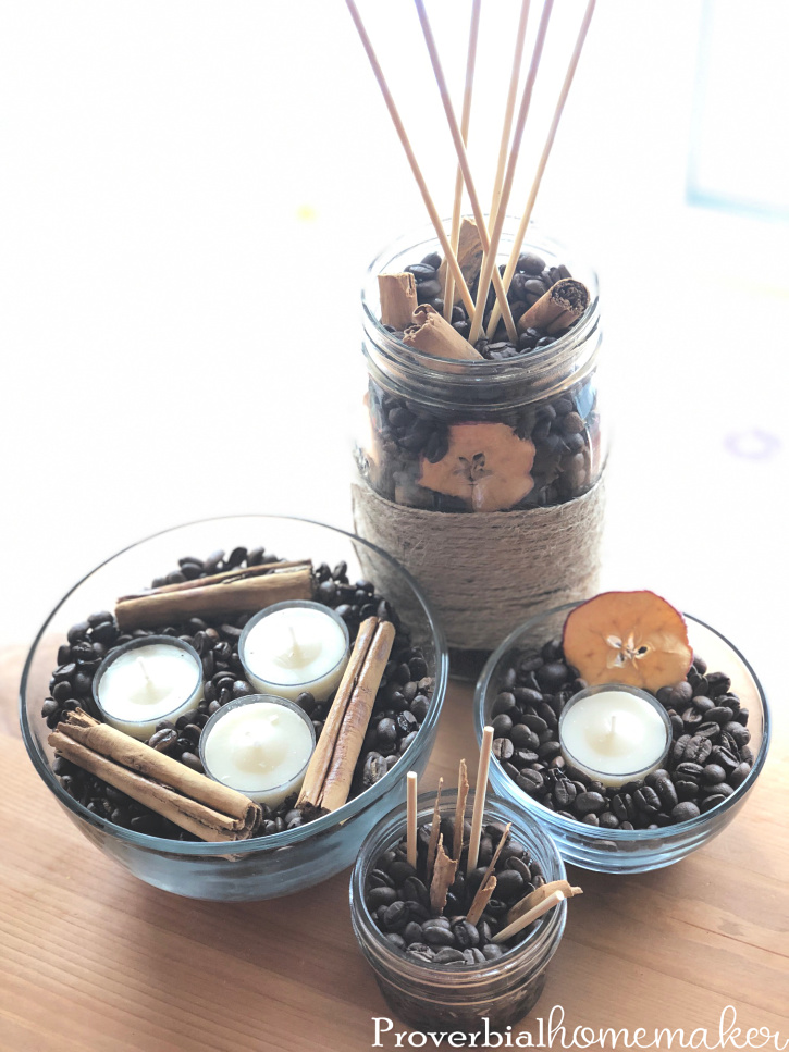 Looking for a cute and simple way to scent your home? Try these DIY Essential Oil Diffusers Using Coffee! They're versatile, really easy to make, and can be done in 15 minutes! 