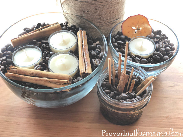 Looking for a cute and simple way to scent your home? Try these DIY Essential Oil Diffusers Using Coffee! They're versatile, really easy to make, and can be done in 15 minutes! 