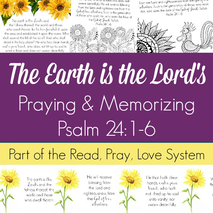 Pray and begin memorizing Psalm 24:1-6 together as a family, all about the glory of God. These beautiful scripture art prints, memory verse cards, coloring pages, and prayer prompts are a wonderful way to get started. Part of the Proverbial Homemaker Read, Pray, Love system.