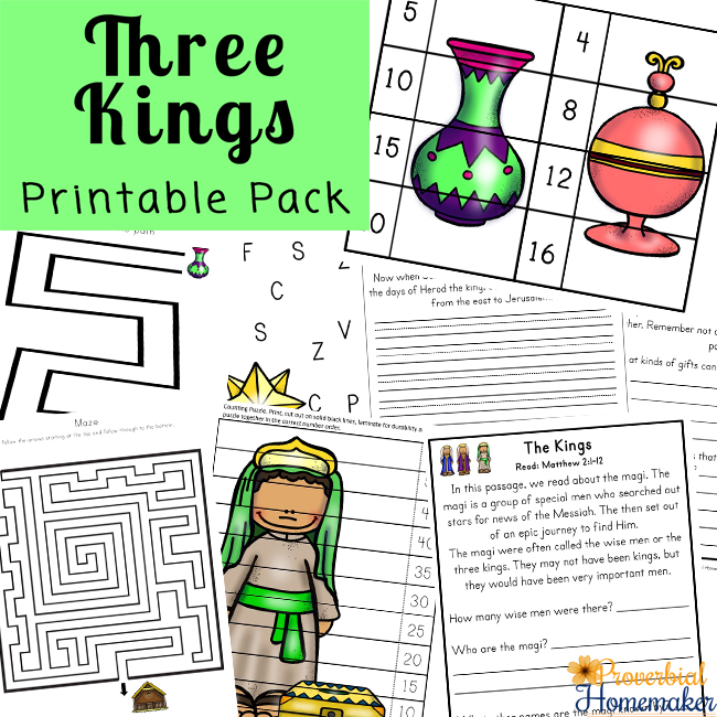 Teach your kids about the wise men with this Three Kings Printable Pack and Bible Study! Includes math, language arts, fun Bible activities, copywork, and more!