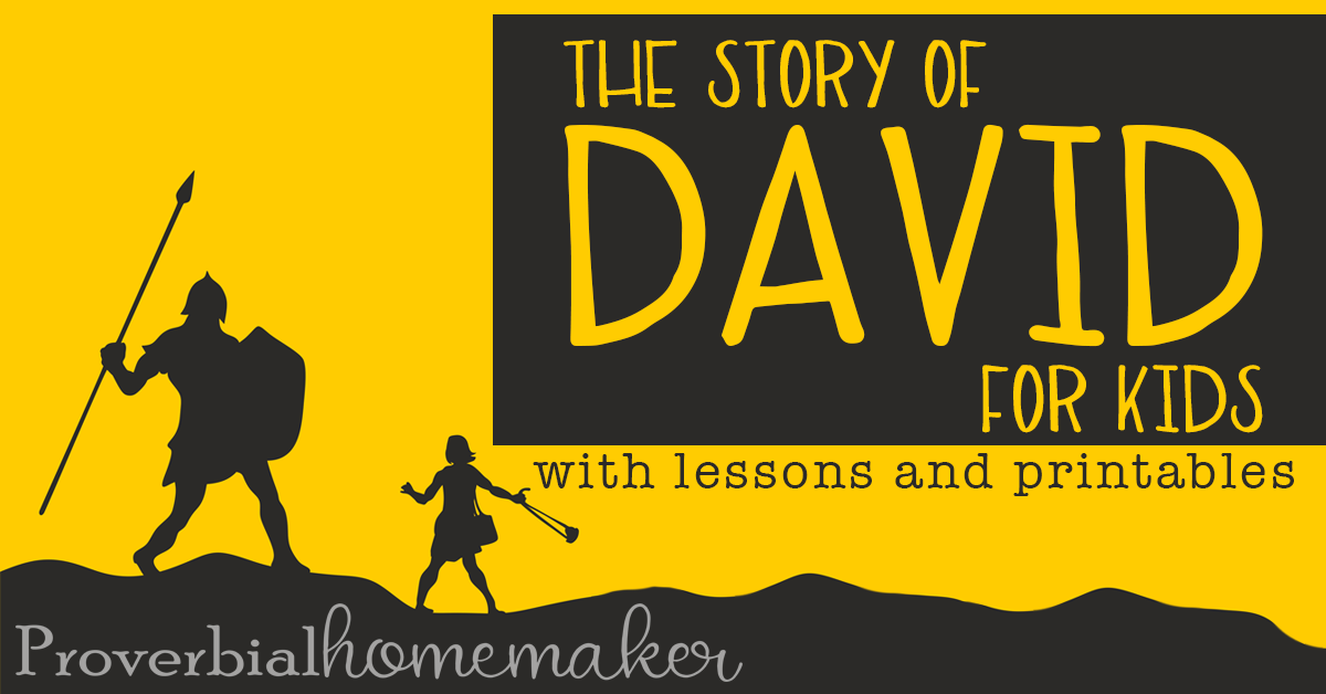 Teach life lessons and godly character through the Bible story of David for kids! Includes a list of teaching points plus a printable pack with Bible lessons, math and literacy activities, copywork, and more! Your kids will love this David printable pack.