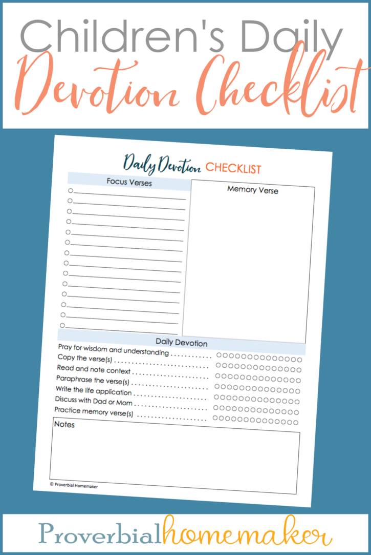 FREE printable children's daily devotion checklist - a great tool to help your children be more independent and consistent in personal daily devotions! Can be used as a personal devotion checklist, homeschool Bible study tool, family devotion checklist, and more.