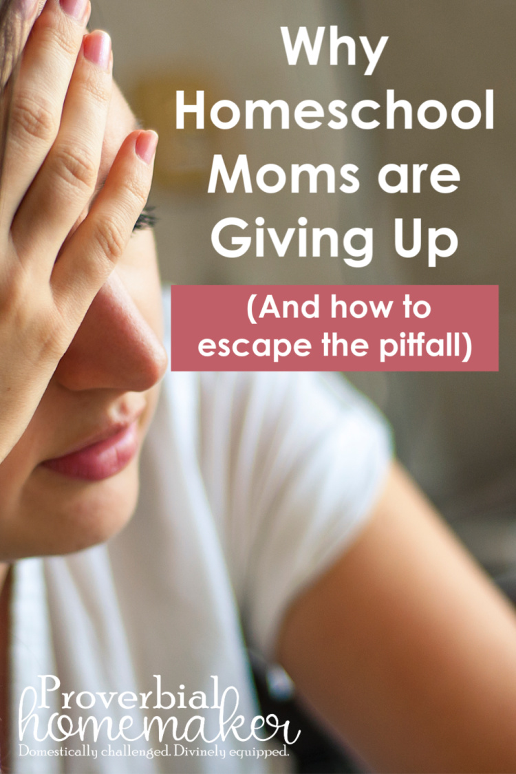 "Thereâ€™s ONE big pitfall that I am seeing over and over again. It'sÂ pushingÂ moms to bail out on homeschooling for all the wrong reasons, and in some extreme cases, even bailing on their families entirely." Why Homeschool Moms are Giving Up (and how to avoid the pitfall) #homeschool #homeschooling #homeschoolmom 