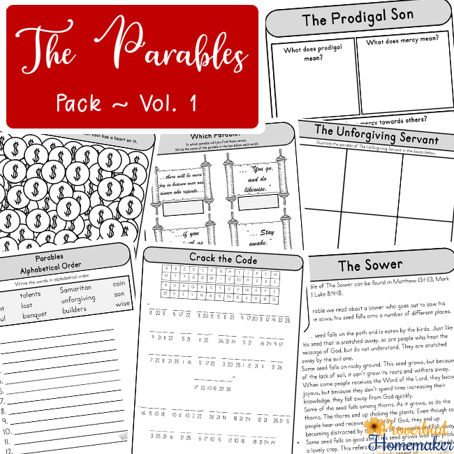 Teach your children the parables of Jesus with this fun 50+ page Parables for Kids printable pack! Includes acitivies and lessons for 12 parables.